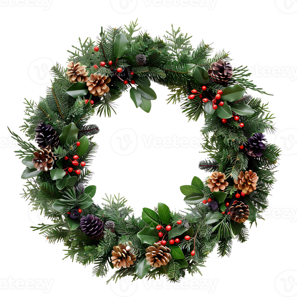 Christmas wreath on isolated transparent background png