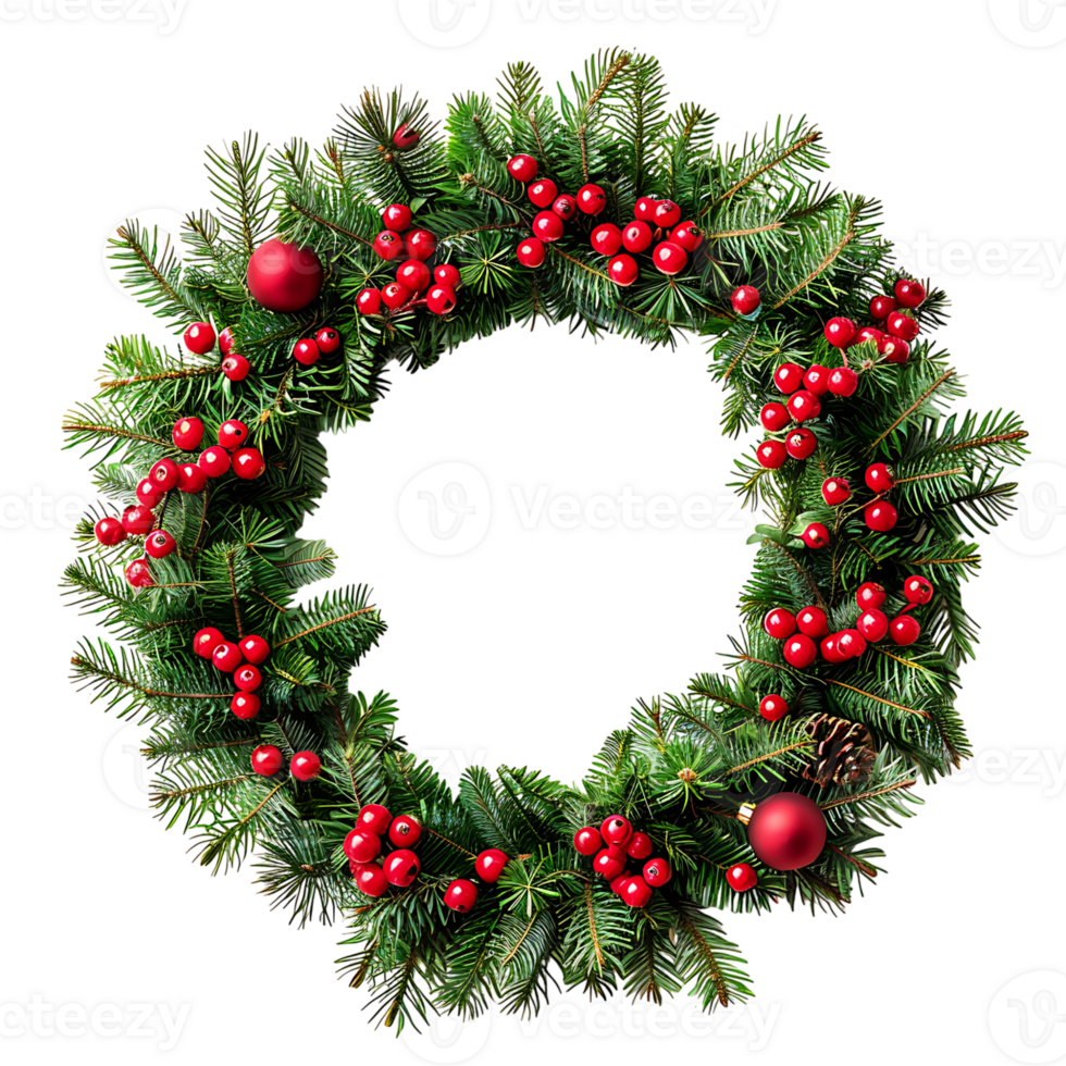 Christmas wreath on isolated transparent background png