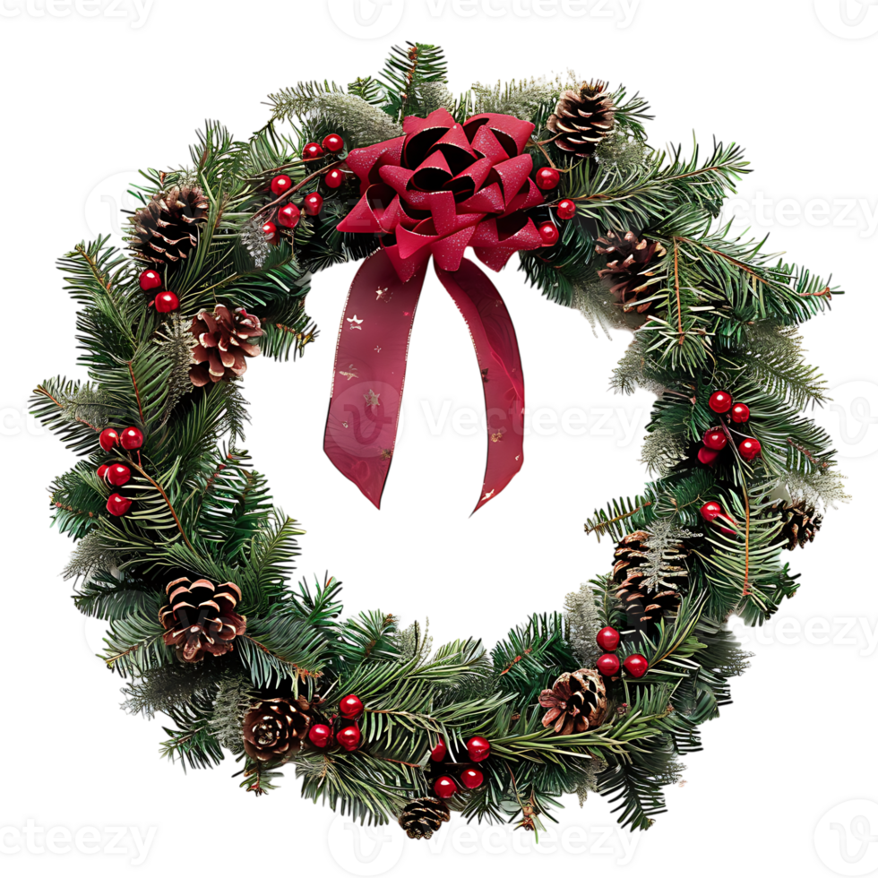 Christmas wreath on isolated transparent background png