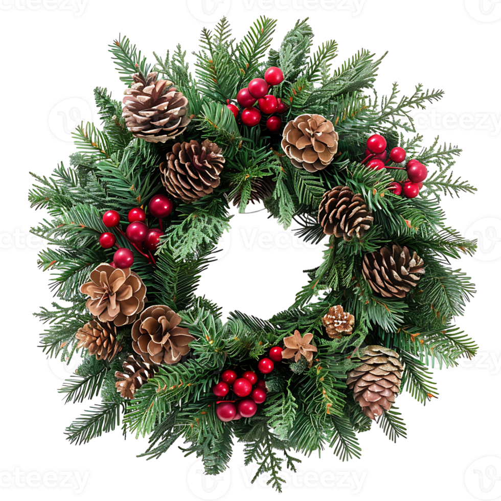 Christmas wreath on isolated transparent background png
