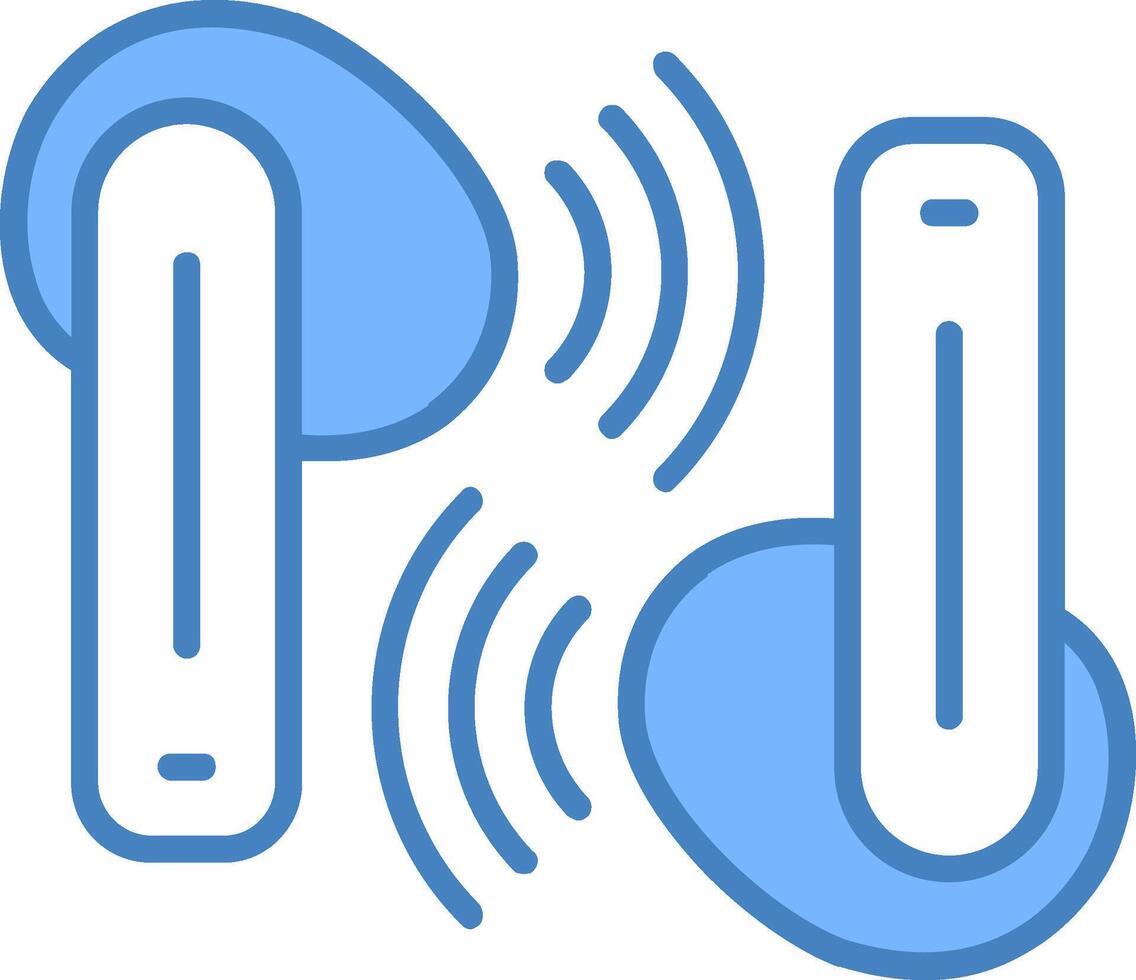 Earbuds Line Filled Blue Icon vector