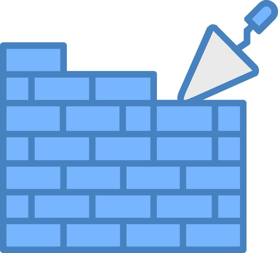 Brickwall Line Filled Blue Icon vector