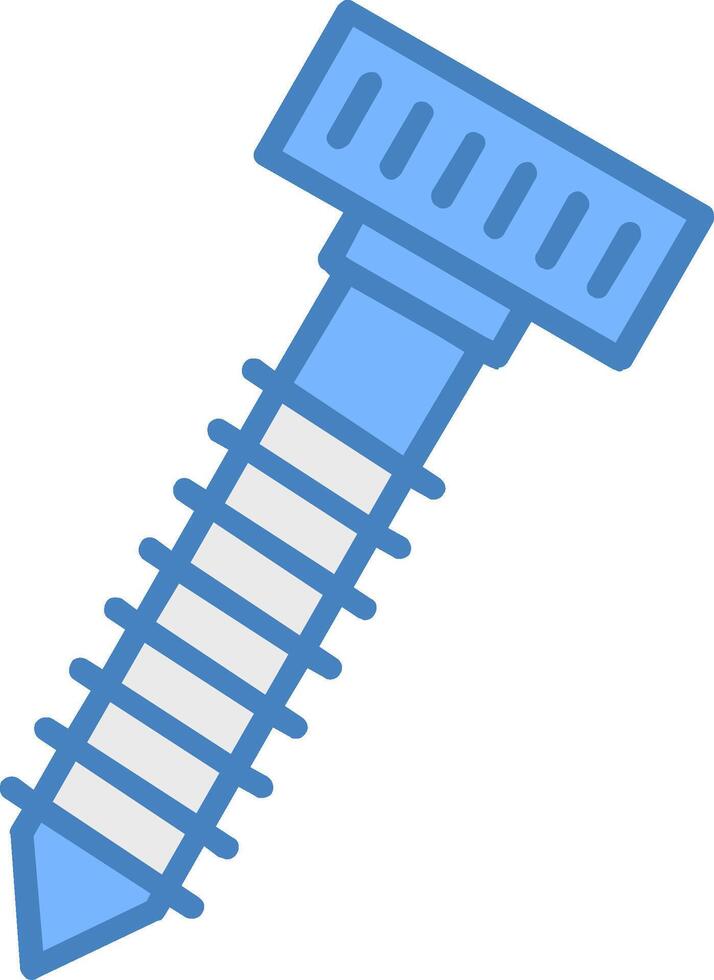 Screw Line Filled Blue Icon vector