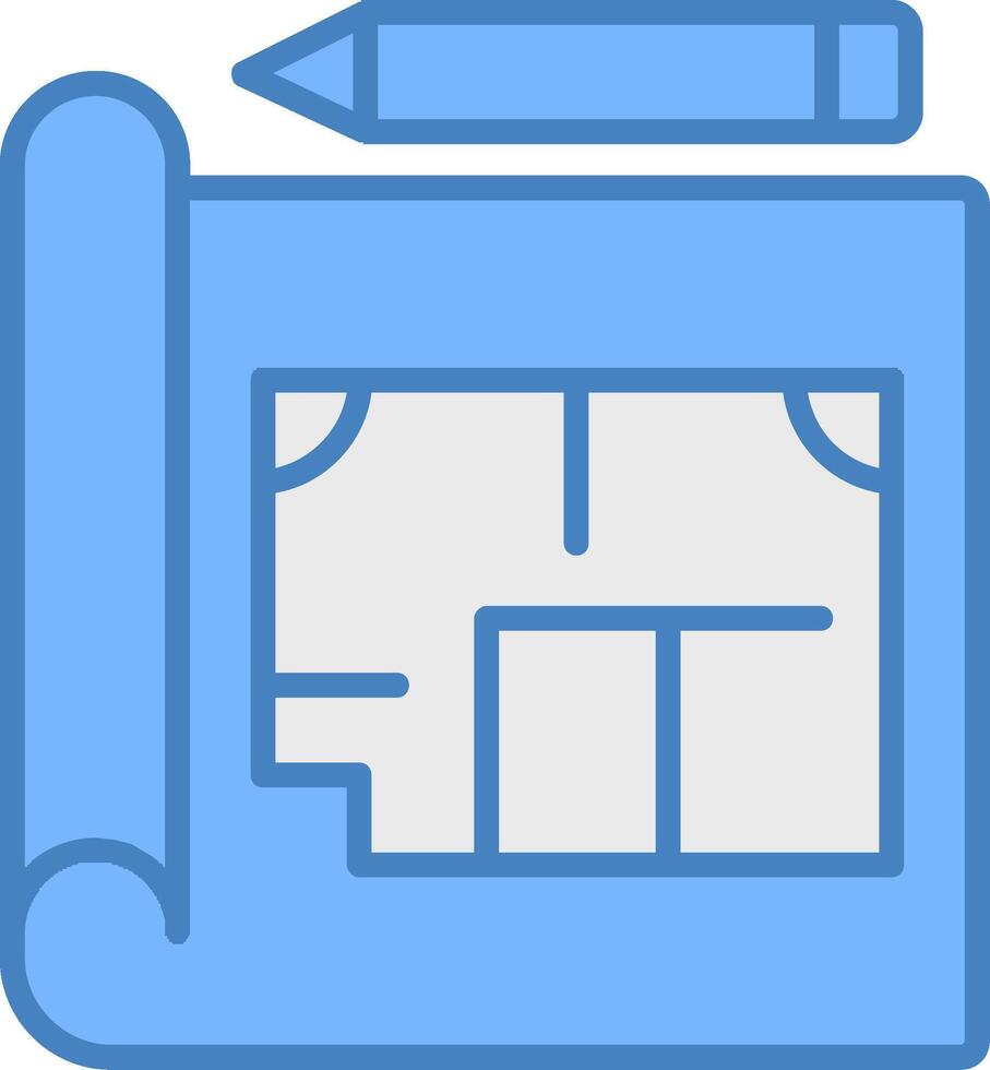 Blueprint Line Filled Blue Icon vector