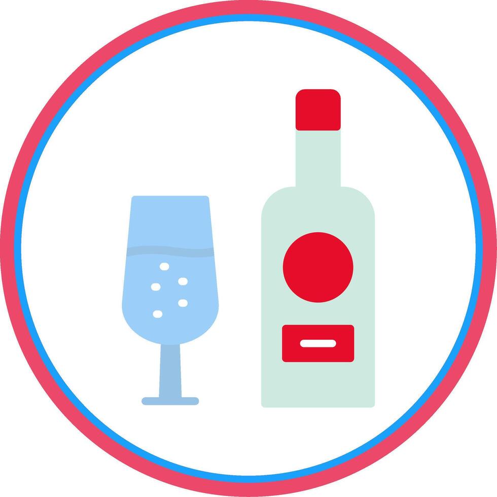 Wine Bottle Flat Circle Icon vector