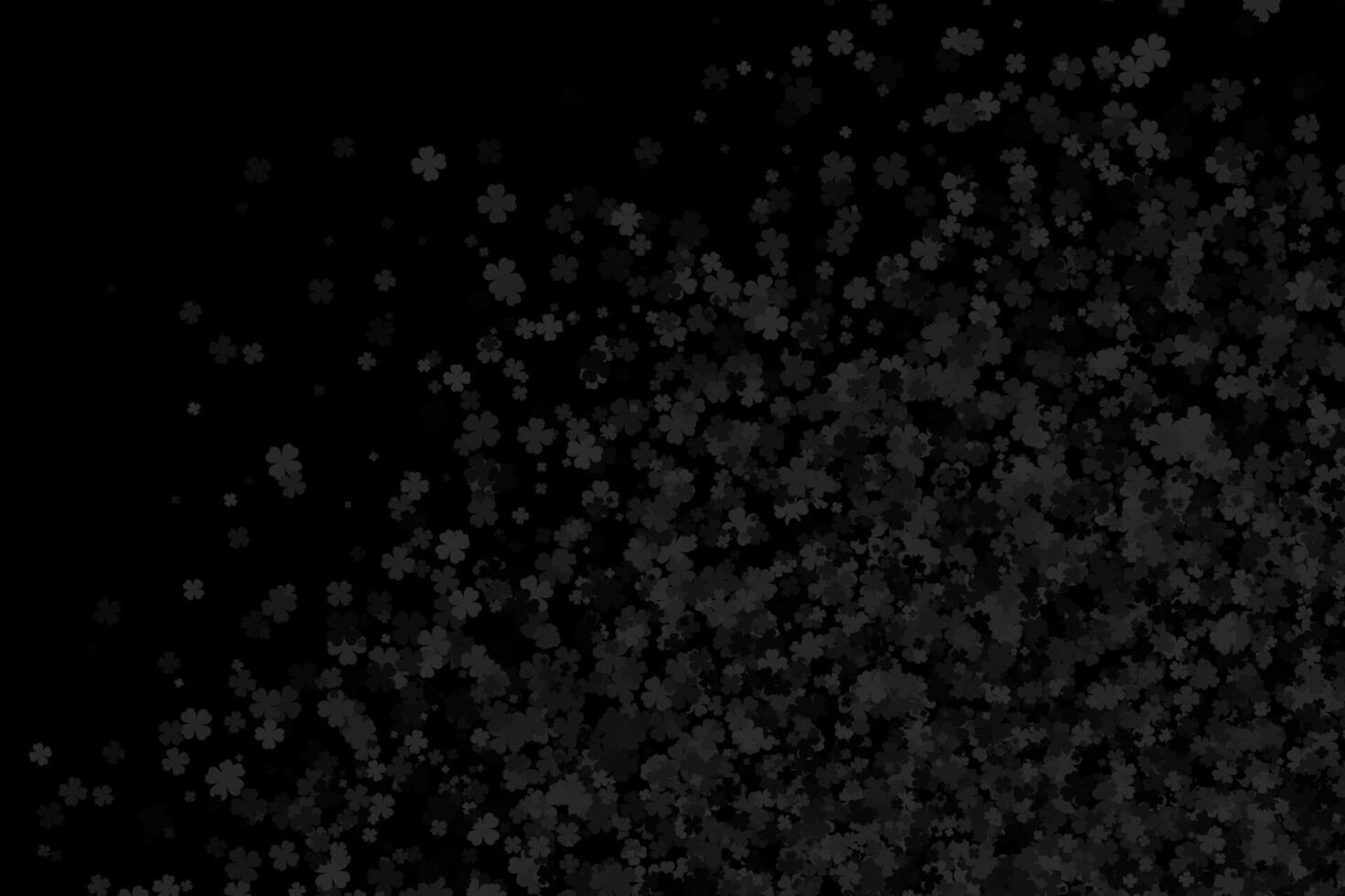 Black flying four leaf clovers abstract background vector