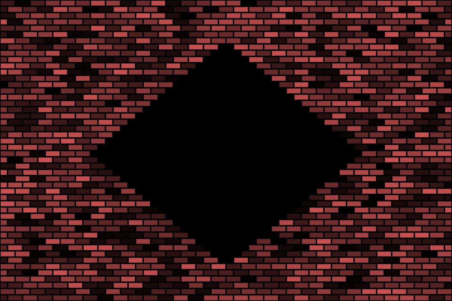 Red brick wall with hole abstract background vector