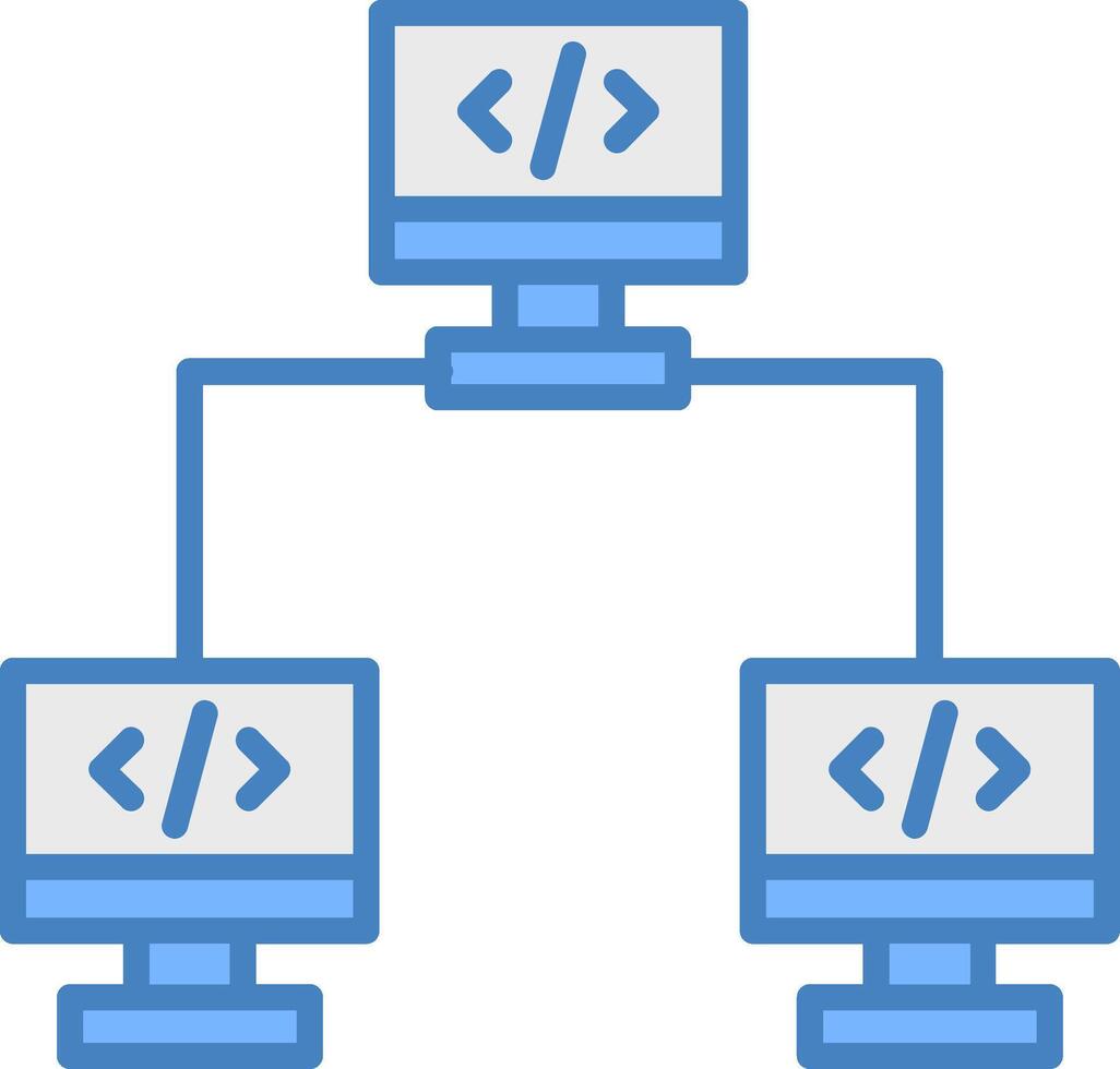 Connections Line Filled Blue Icon vector