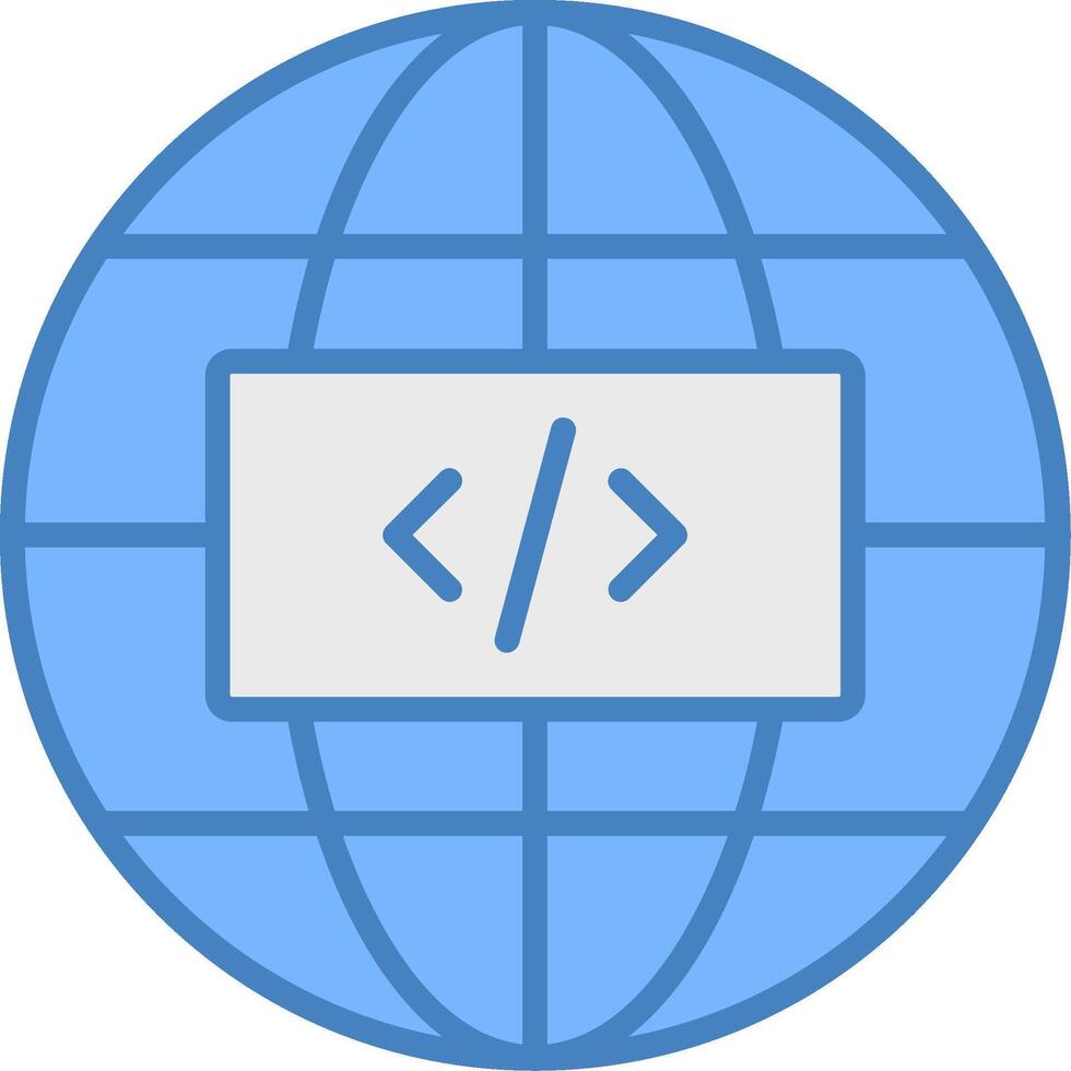 Earth Globe Line Filled Blue Icon vector