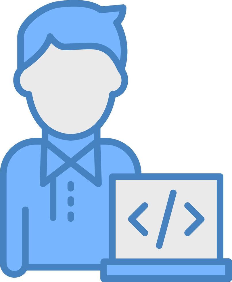 Programmer Line Filled Blue Icon vector