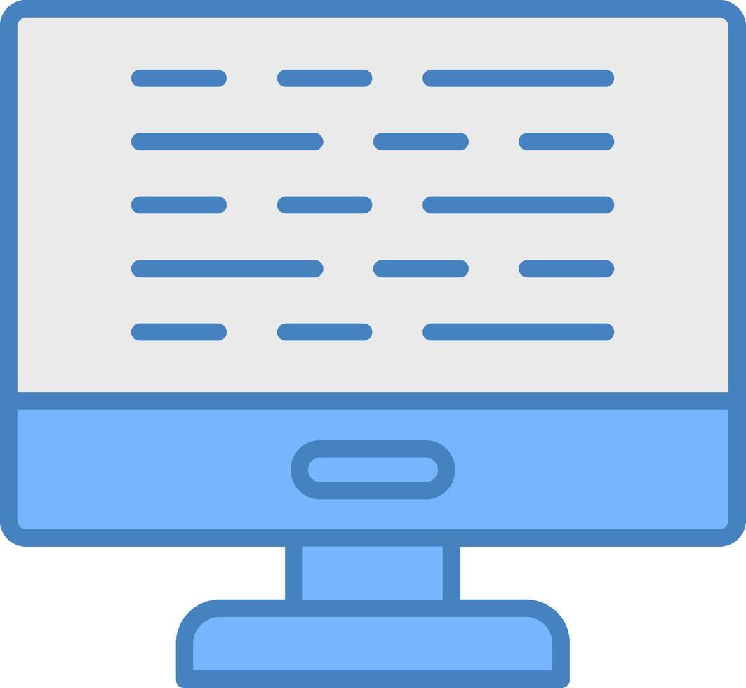 Computer Line Filled Blue Icon vector