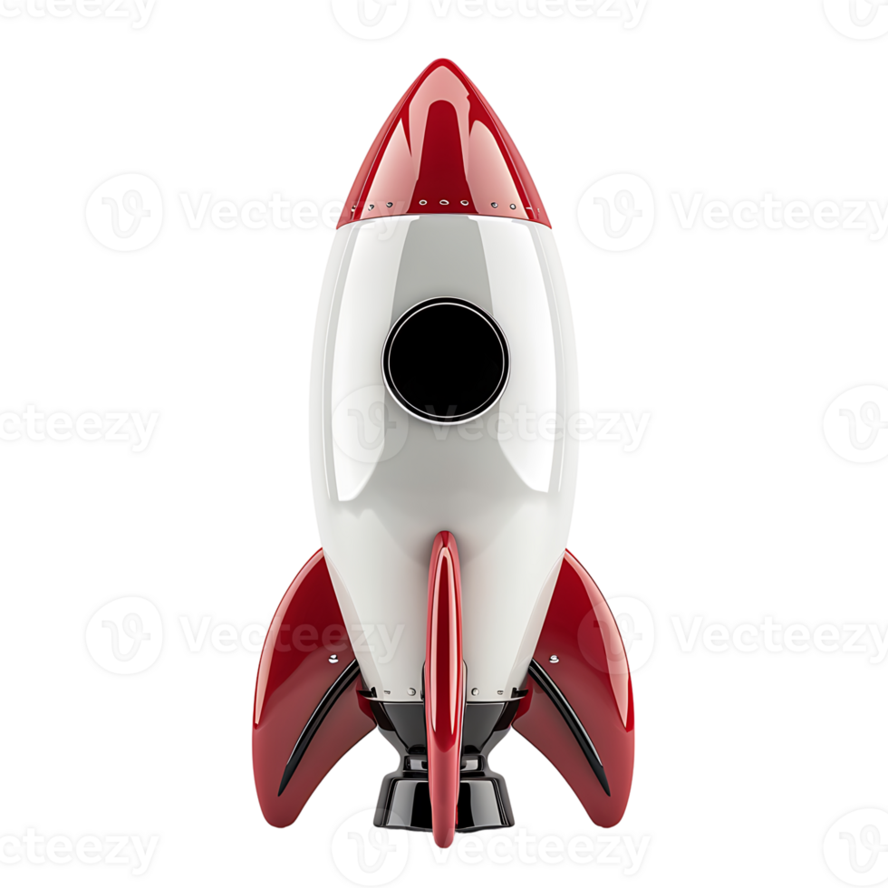 3d render rocket on isolated transparent background png