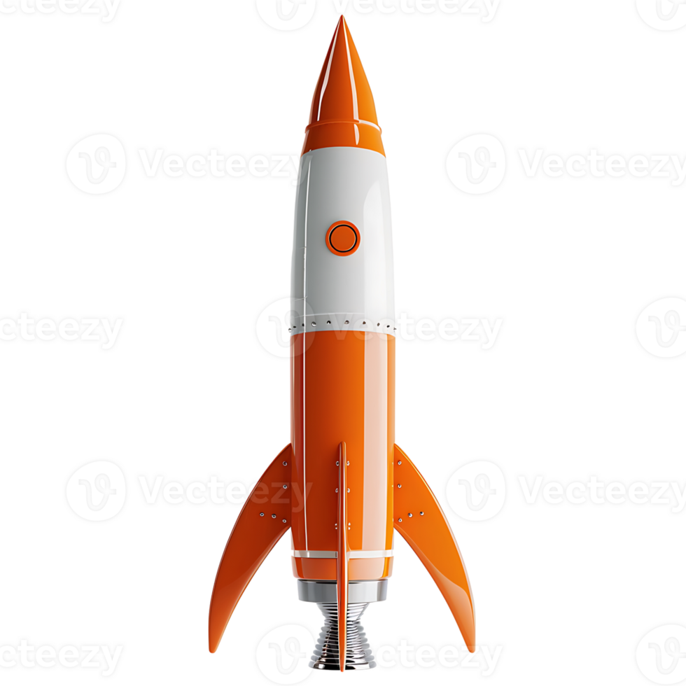 3d render rocket on isolated transparent background png