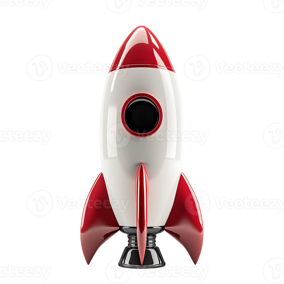 3d render rocket on isolated transparent background png