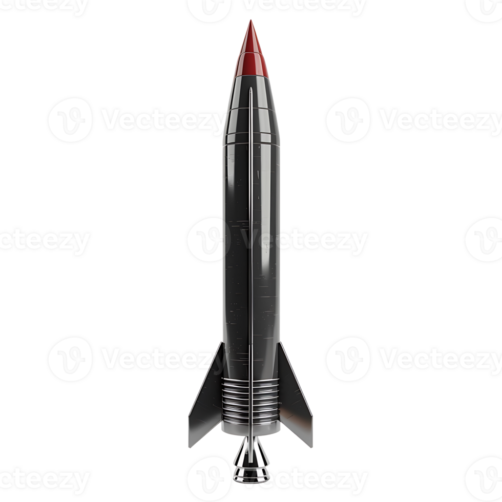 3d render rocket on isolated transparent background png