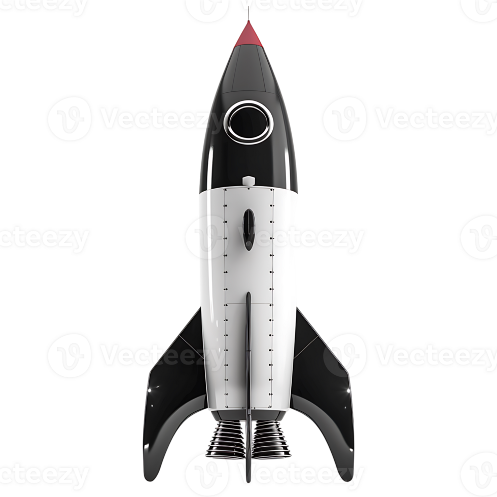 3d render rocket on isolated transparent background png