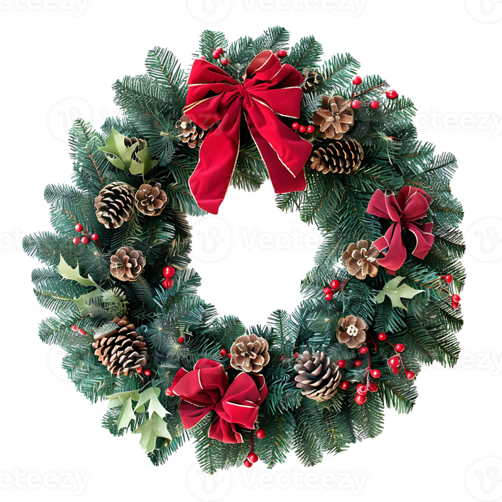 Christmas wreath on isolated transparent background png