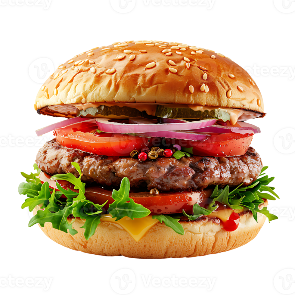 Hamburger on isolated transparent background png