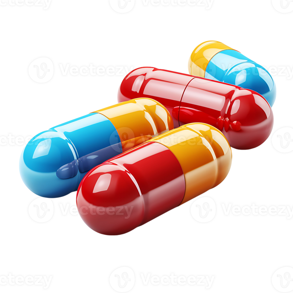 3d pills drug on isolated transparent background png