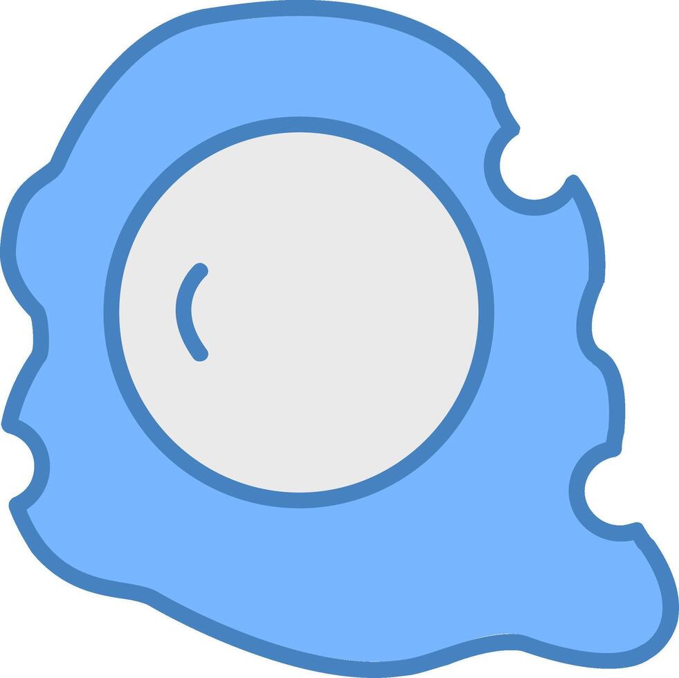 Fried Egg Line Filled Blue Icon vector