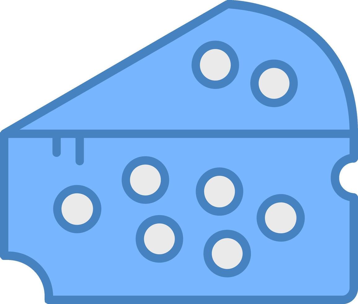 Cheese Line Filled Blue Icon vector