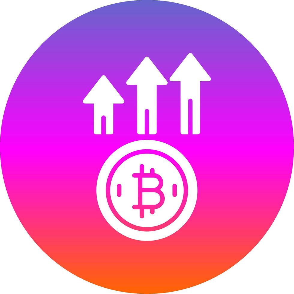 Bitcoin Up Glyph Gradient Circle Icon Design vector