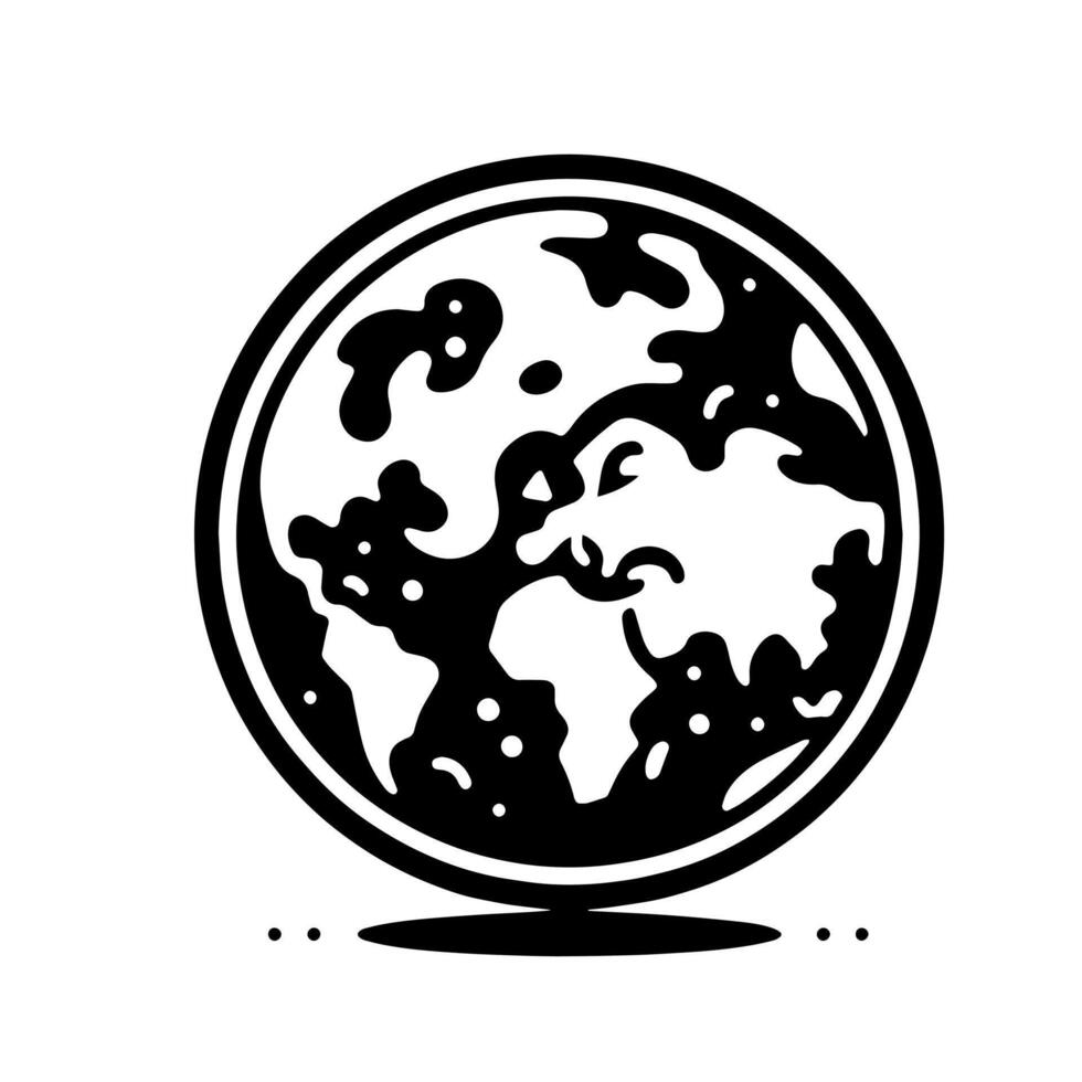 Black and White Illustration of the planet Earth vector