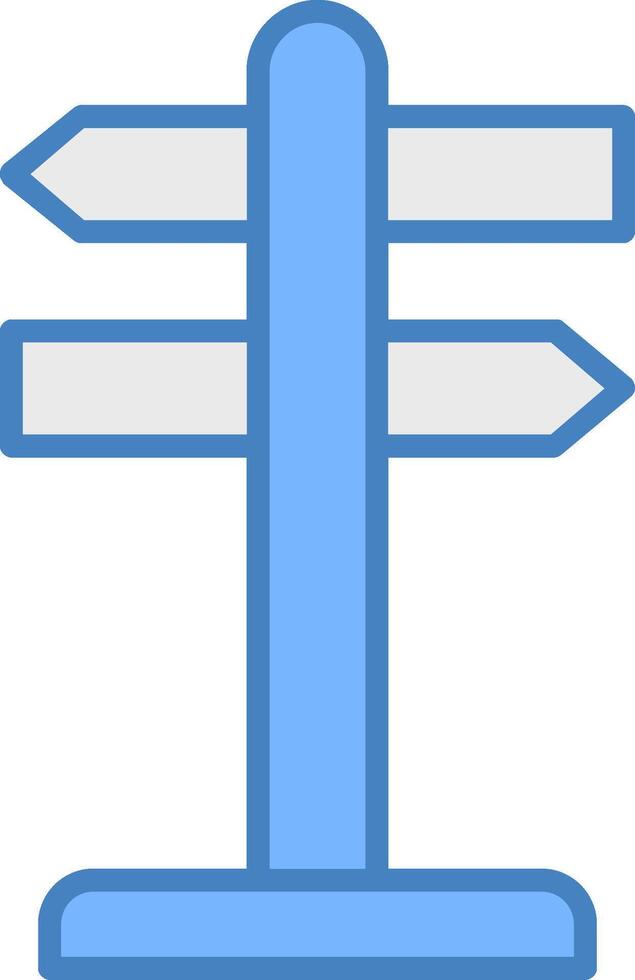 Direction Line Filled Blue Icon vector