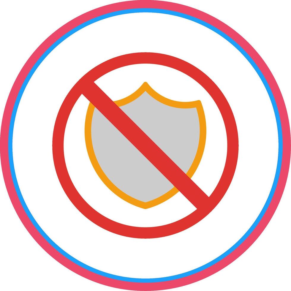 No Security Flat Circle Icon vector