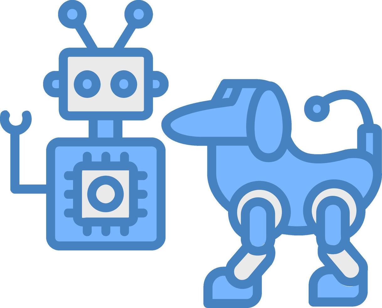 Robot Line Filled Blue Icon vector