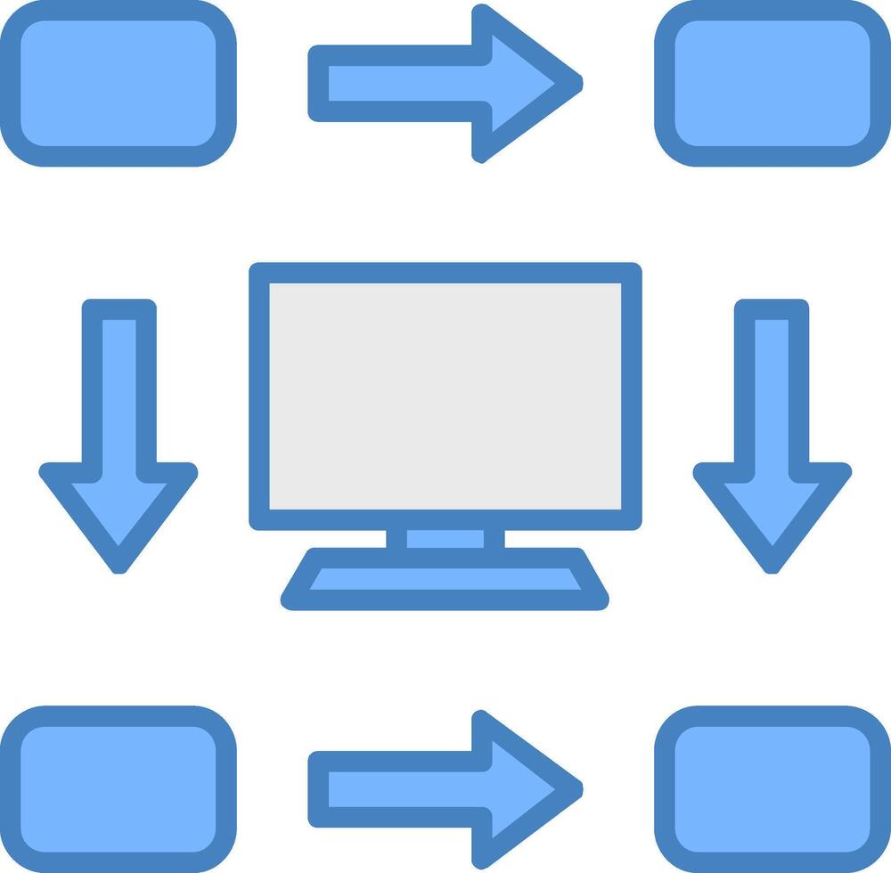 Workflow Line Filled Blue Icon vector