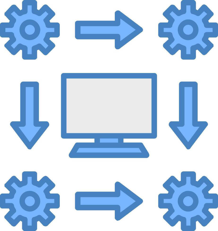 Workflow Line Filled Blue Icon vector