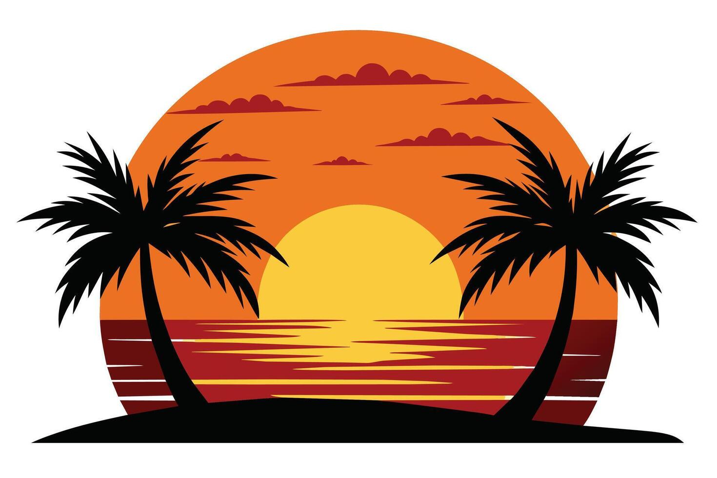 Sunset Minimalist Illustration on white background vector