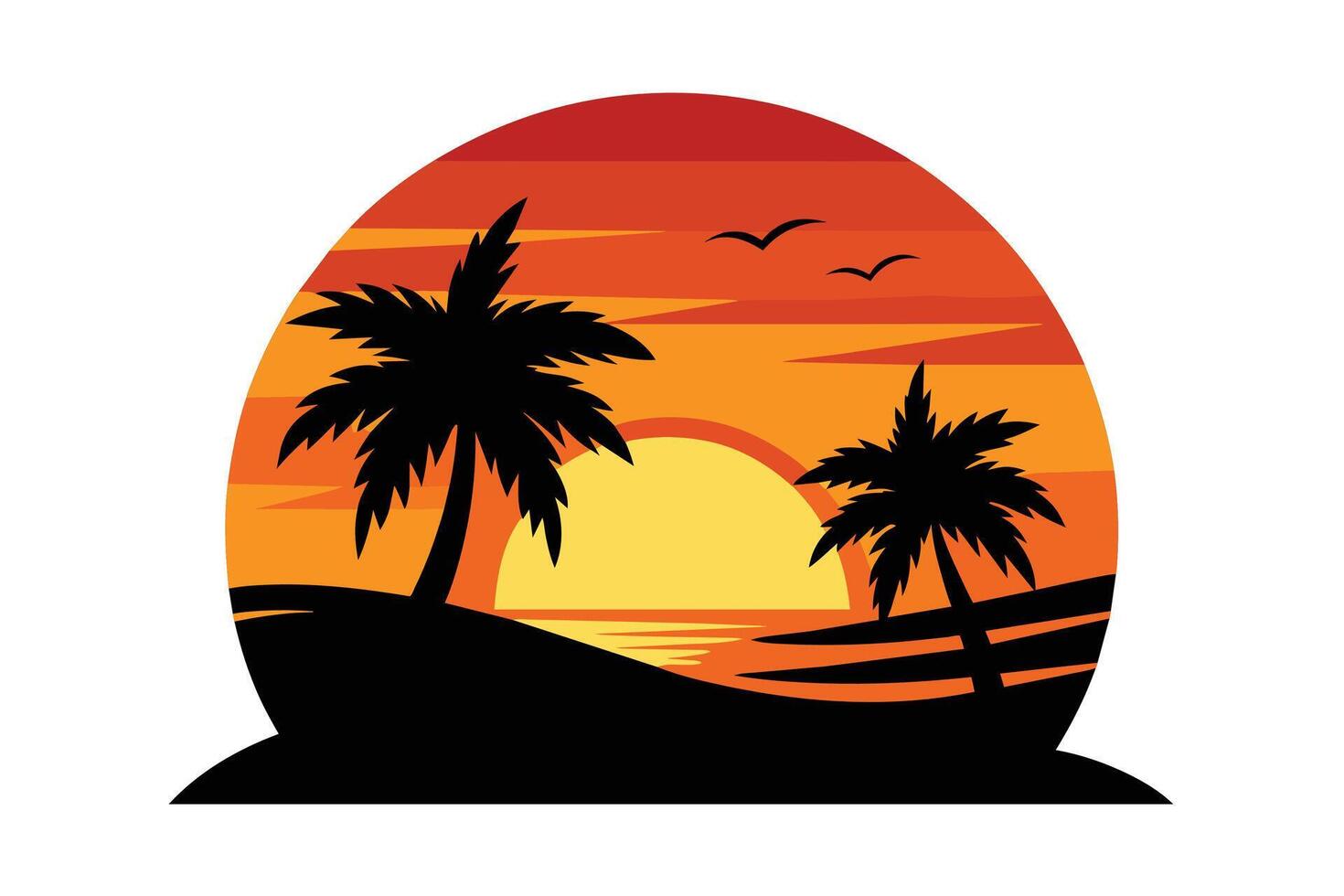 Sunset Minimalist Illustration on white background vector