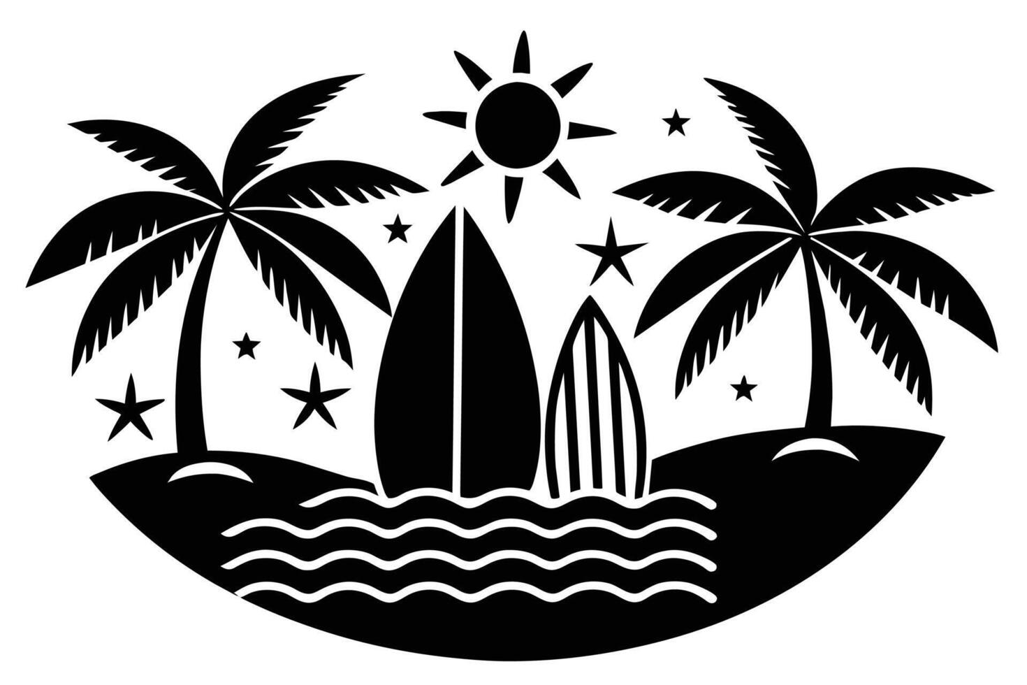 Summer Minimalist Illustration Silhouetted vector