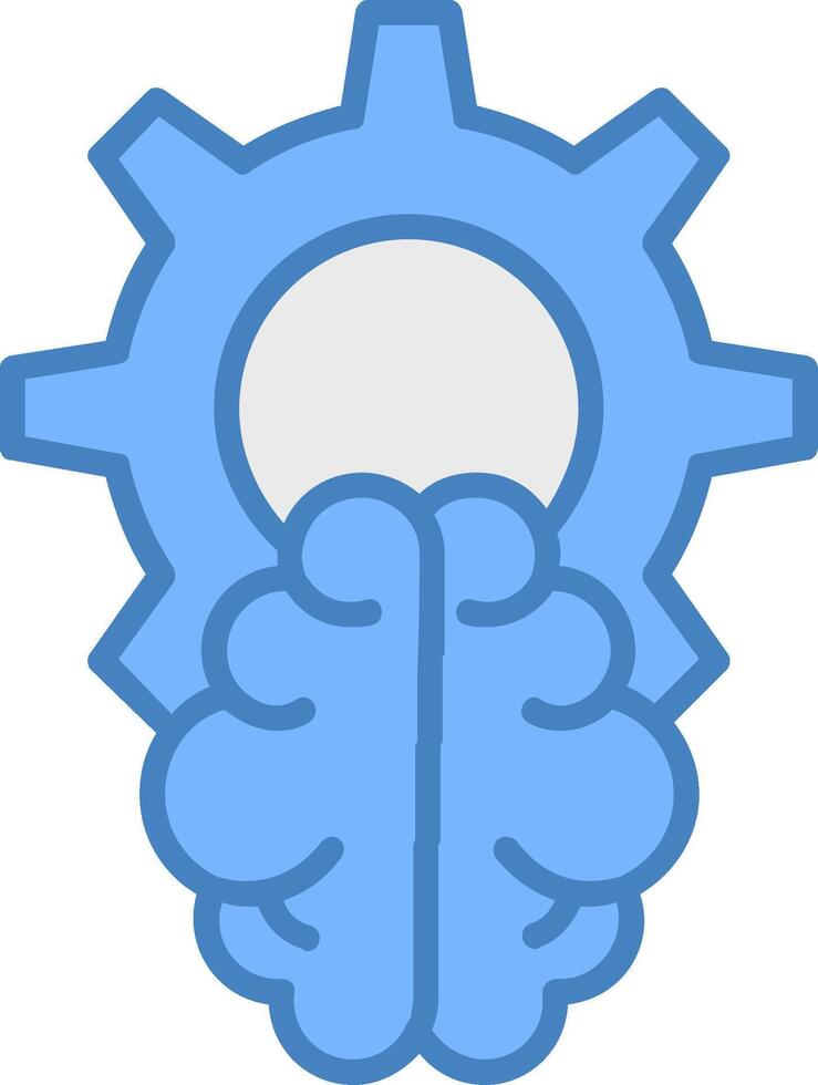 Brain Line Filled Blue Icon vector