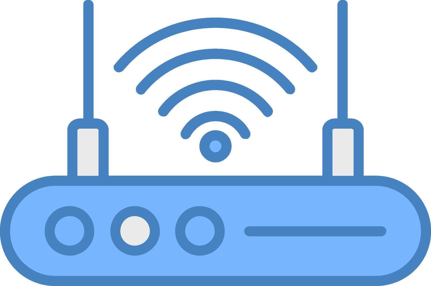 Wifi enrutador línea lleno azul icono vector