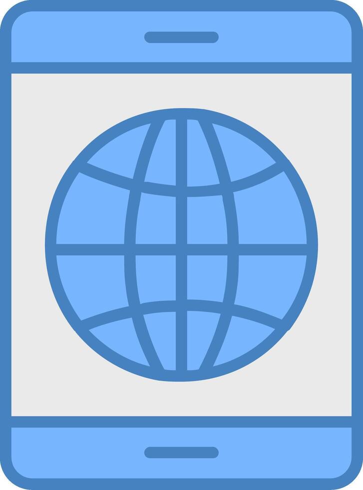 Earth Globe Line Filled Blue Icon vector
