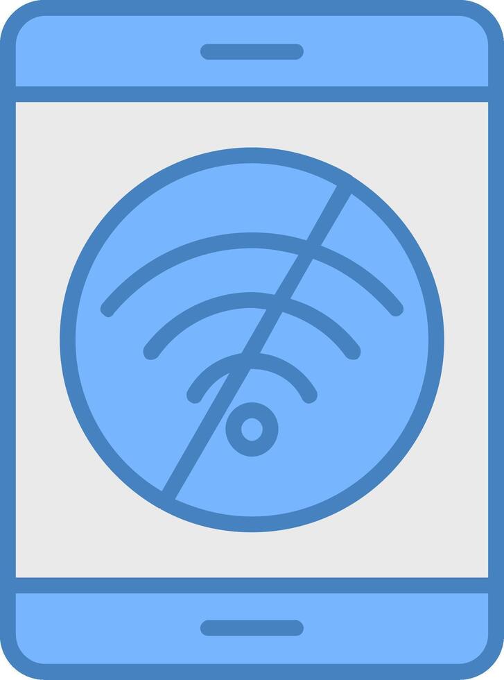 No Internet Line Filled Blue Icon vector