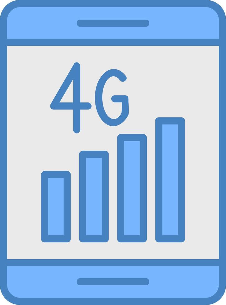 4g Line Filled Blue Icon vector