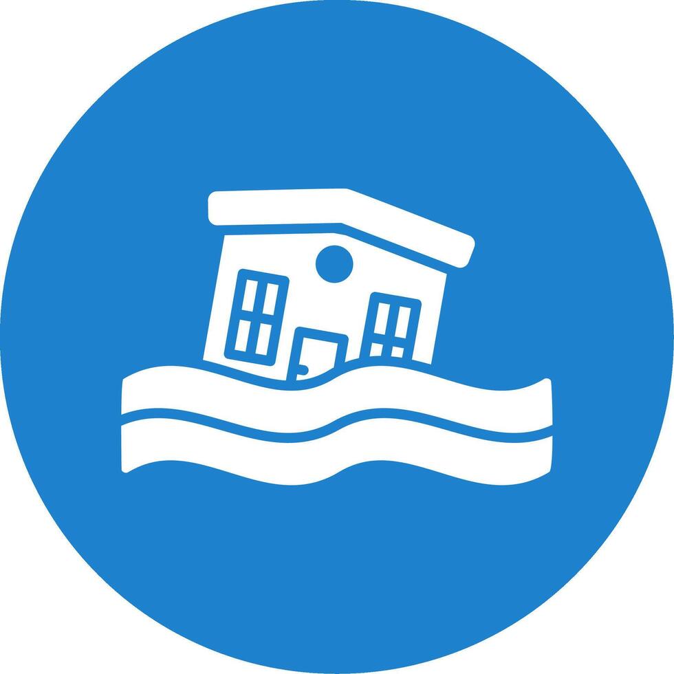 Flooded House Multi Color Circle Icon vector