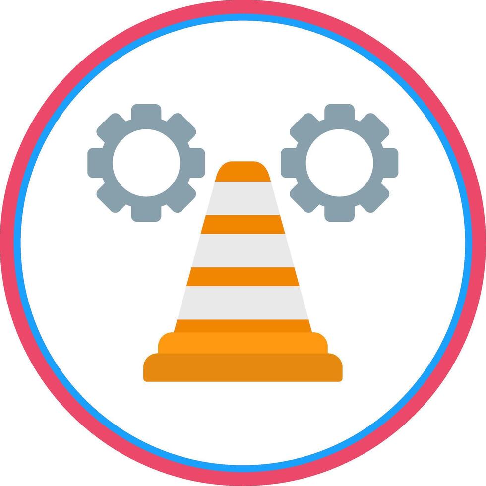 Traffic Cone Flat Circle Icon vector