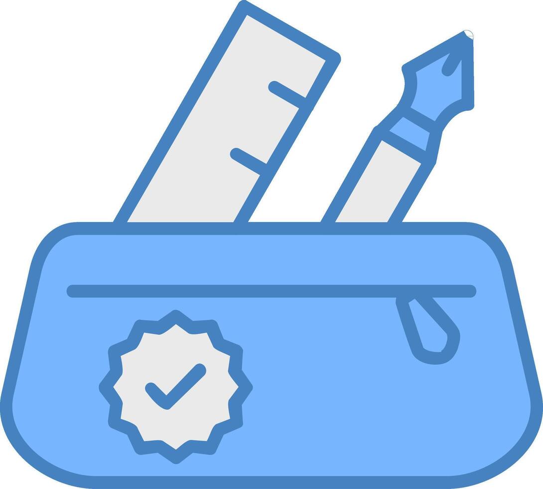 Pencil Case Line Filled Blue Icon vector