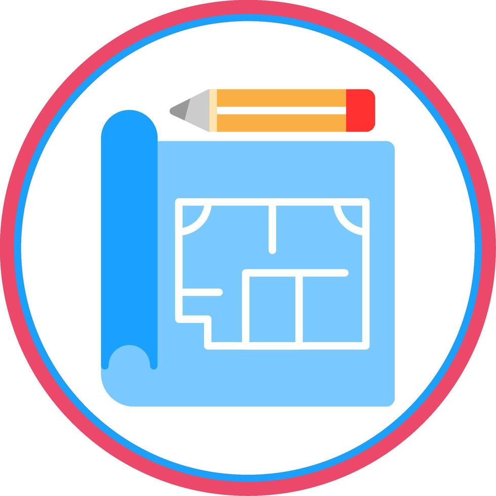 Blueprint Flat Circle Icon vector