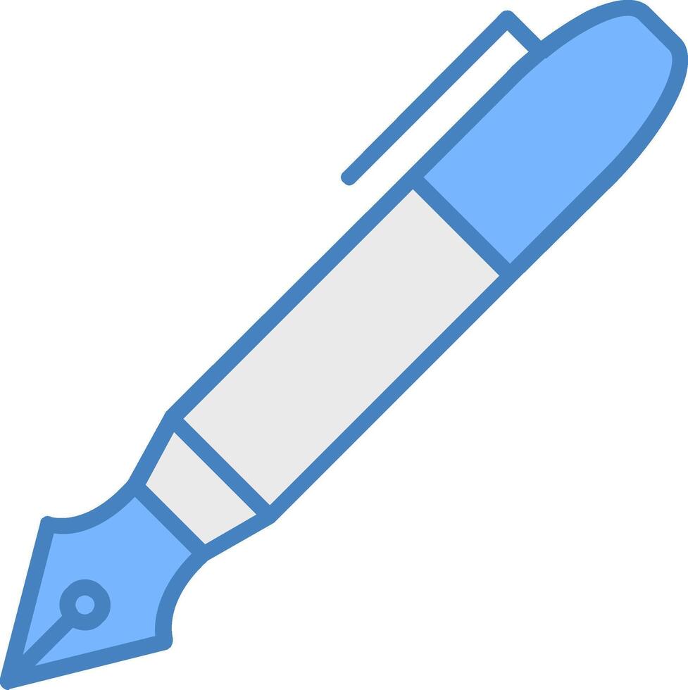 Pen Line Filled Blue Icon vector