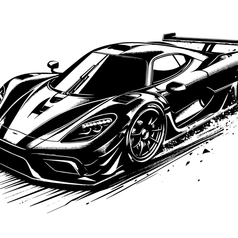 black and white illustration of a Hypercar Sports Car vector