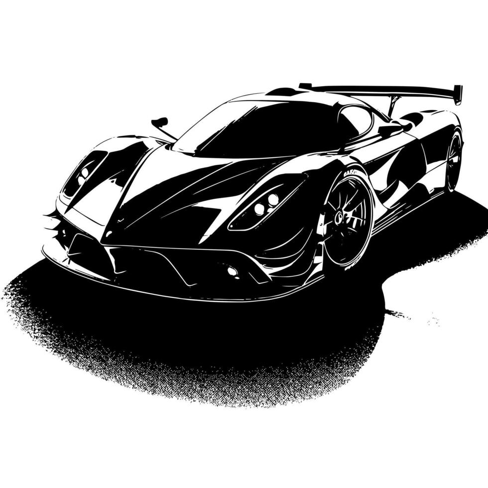 negro y blanco ilustración de un hipercar Deportes coche vector