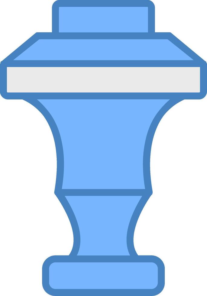 Curtain Top Line Filled Blue Icon vector