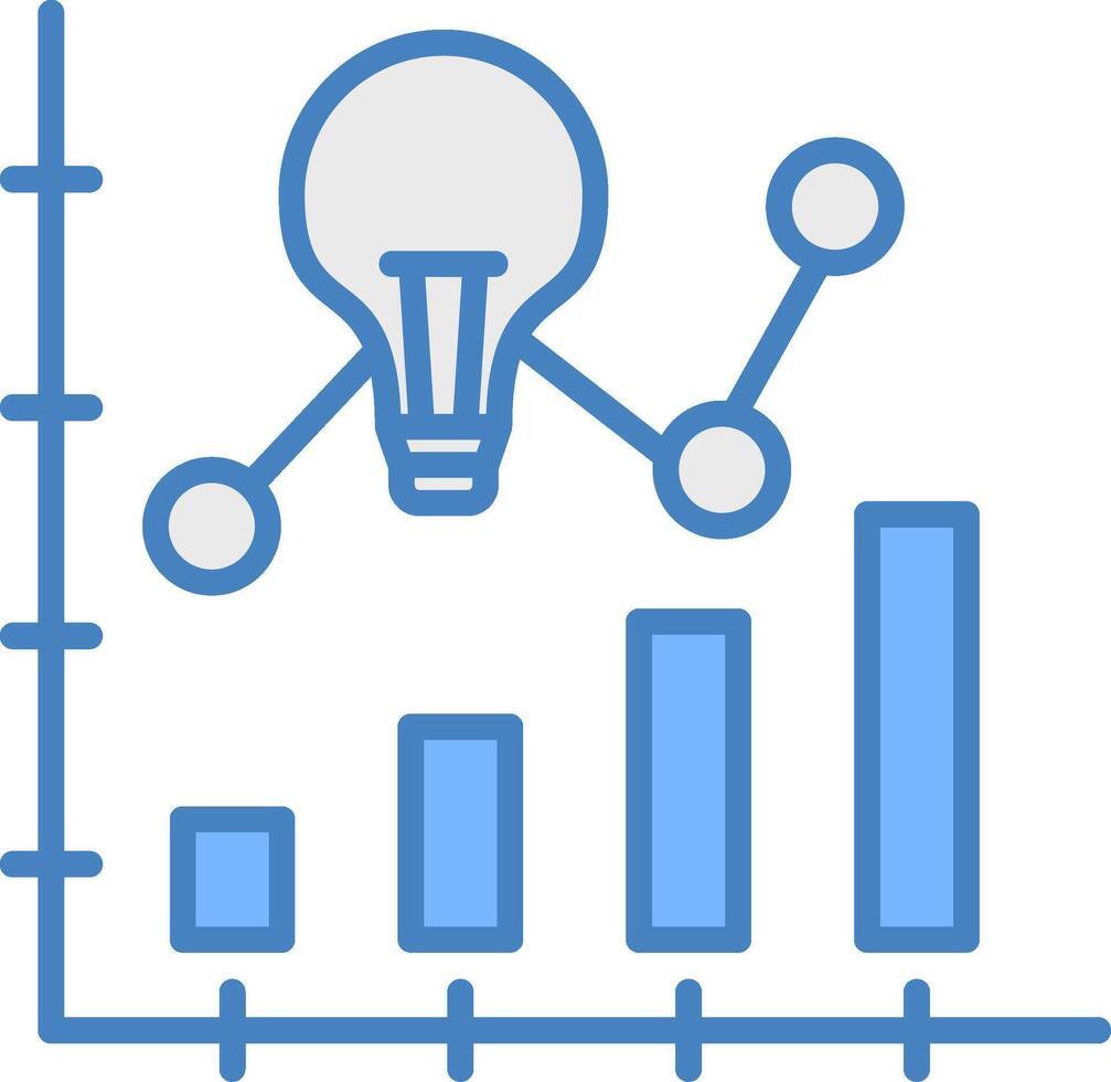 Bar Chart Line Filled Blue Icon vector