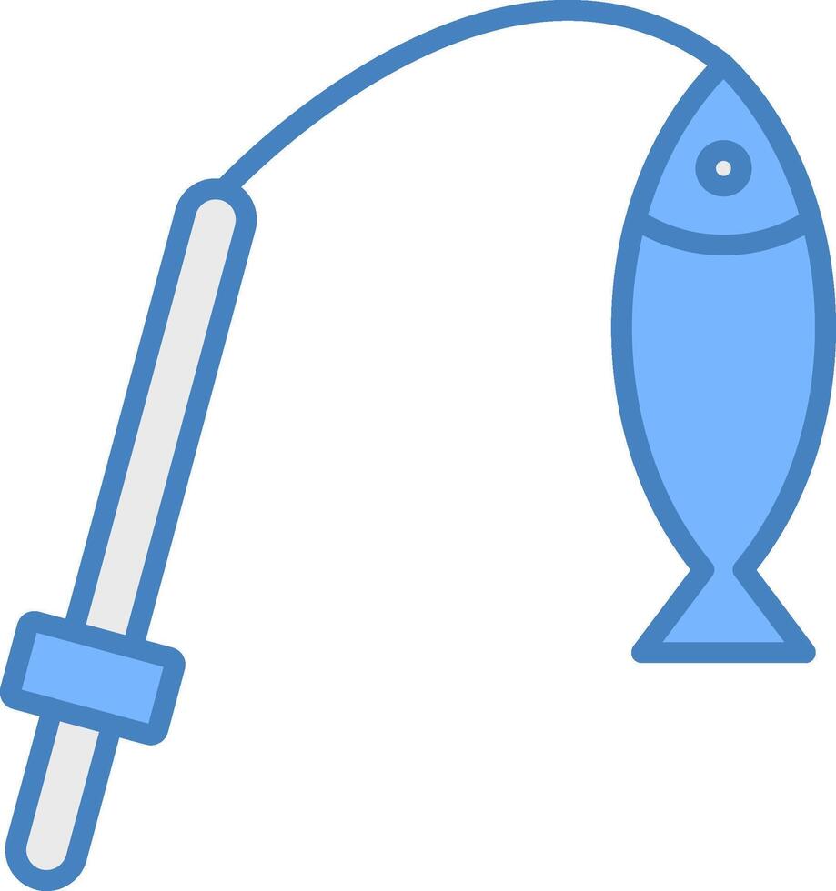 pescar línea lleno azul icono vector